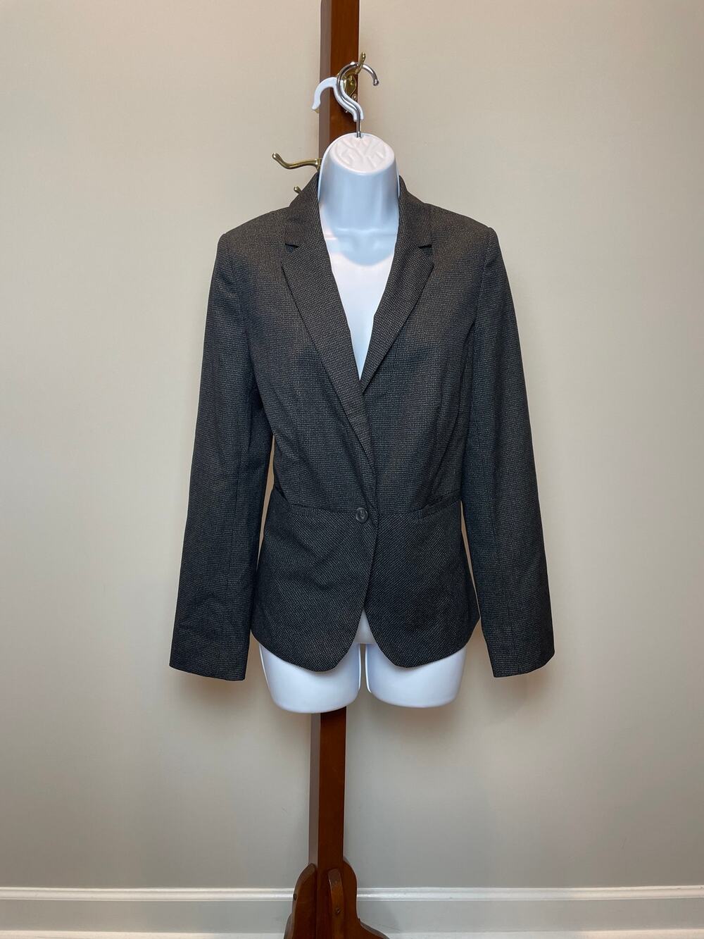 Ann Taylor Two Button Lined Blazer 8 Charcoal Gray